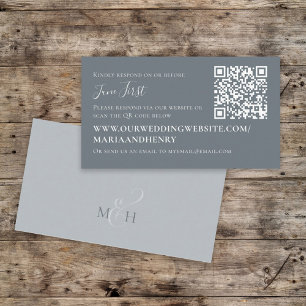 Carte D'accompagnement Simple moderne tendance Dusty bleu QR Code RSVP