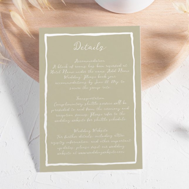 Carte D'accompagnement Simple Nature Green Main Drake Détails du Mariage (Créateur téléchargé)