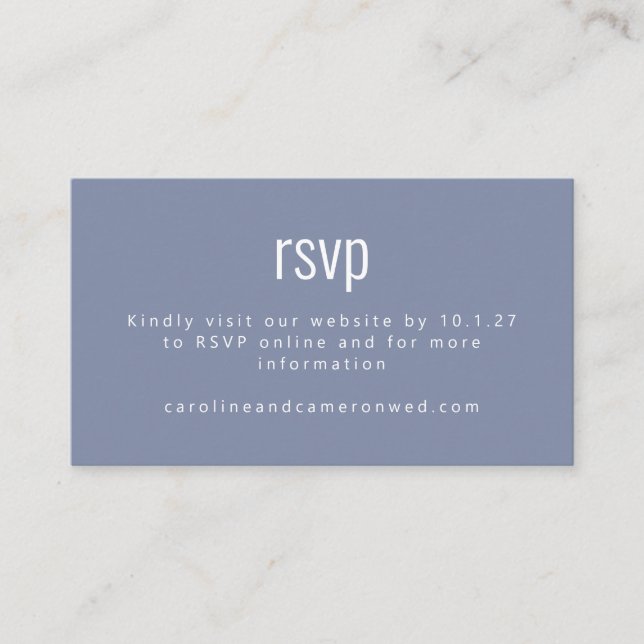 Carte D'accompagnement Simple Periwinkle Moderne Typographie Mariage RSVP (Devant)