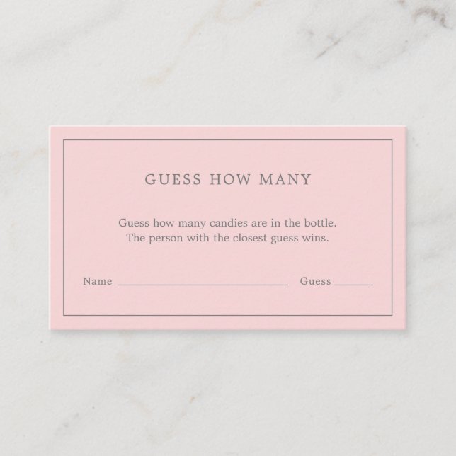 Carte D'accompagnement Simple Pink Guess Combien De Filles Baby shower Je (Devant)