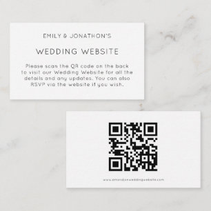 Carte D'accompagnement Simple QR Code Black White Mariage Website