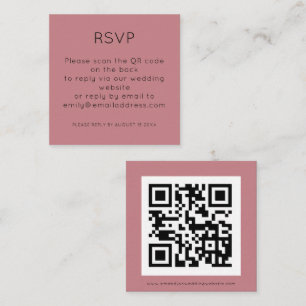Carte D'accompagnement Simple QR Code Dusty Rose mariage rose RSVP