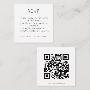 Carte D'accompagnement Simple QR Code Noir Blanc Mariage RSVP