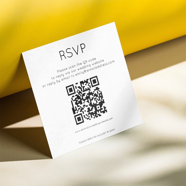 Carte D'accompagnement Simple QR Code Noir Blanc Mariage RSVP (Créateur téléchargé)