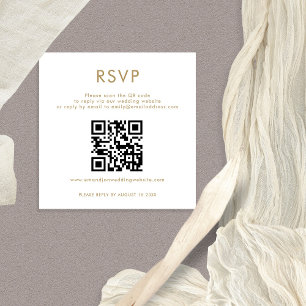 Carte D'accompagnement Simple QR Code Or Blanc Mariage RSVP