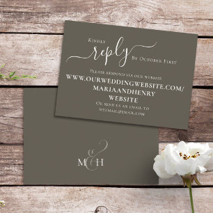 Carte D'accompagnement Simple QR Code RSVP Online Neutre Brown Simple