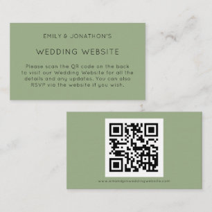 Carte D'accompagnement Simple QR Code Sage Green Mariage Website