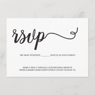 Carte D'accompagnement Simple RSVP sans envoi de code QR de siège réservé