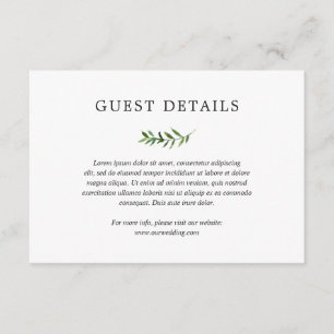 Carte D'accompagnement Simple Rustic Boho Greenergie Détails Mariage