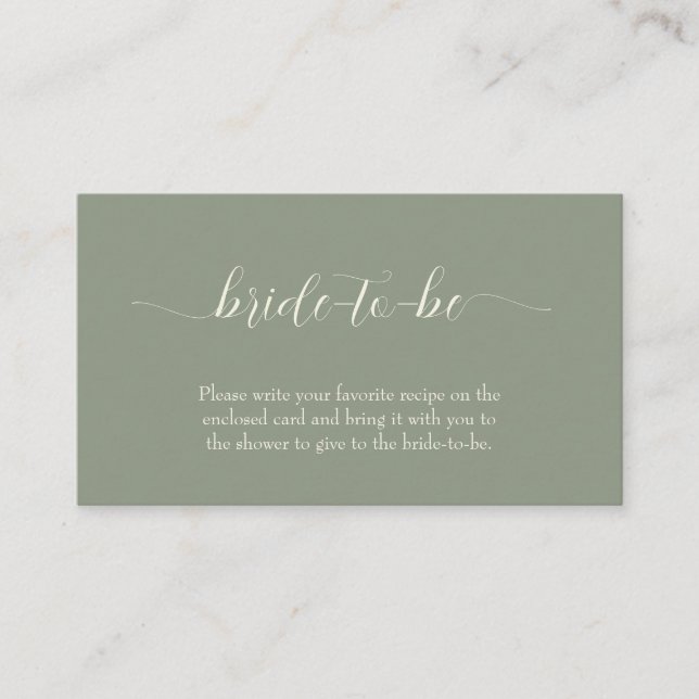 Carte D'accompagnement Simple Sage Green Wedding (Devant)