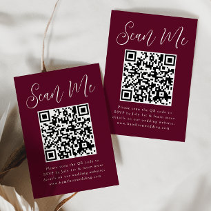 Carte D'accompagnement Simple Script Bourgogne Code QR RSVP Mariage