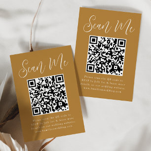 Carte D'accompagnement Simple Script Ochre QR Code Mariage RSVP
