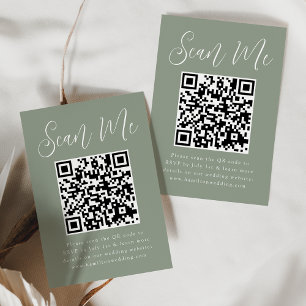 Carte D'accompagnement Simple Script Vert Sauge Code QR RSVP de Mariage
