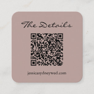 Carte D'accompagnement Simple Script Wedding RSVP Détails QR Code Mauve
