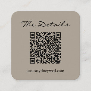 Carte D'accompagnement Simple Script Wedding RSVP Détails QR Code Taupe