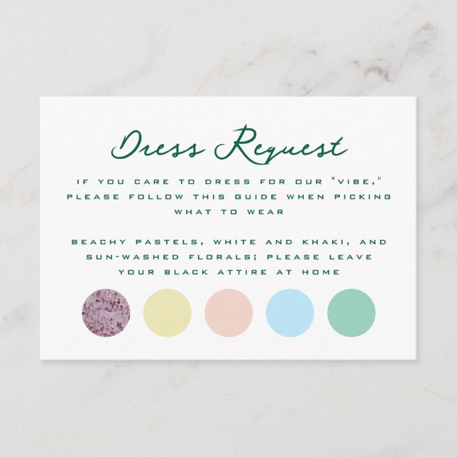 Carte D'accompagnement Simple Wedding Guest Attire Request (Devant)