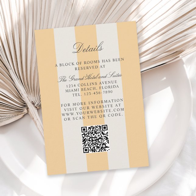 Carte D'accompagnement Simple Yellow Cabana Stripes Wedding Details (Créateur téléchargé)