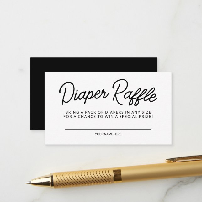 Carte D'accompagnement Simples Baby showers Jouer Raffle de couche (Devant/Arrière en situation)