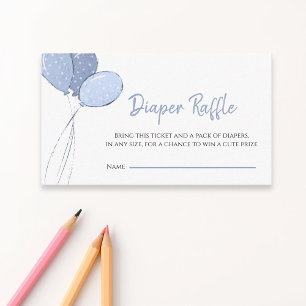 Carte D'accompagnement Simples Ballons Bleus Baby shower Déchets Raffin