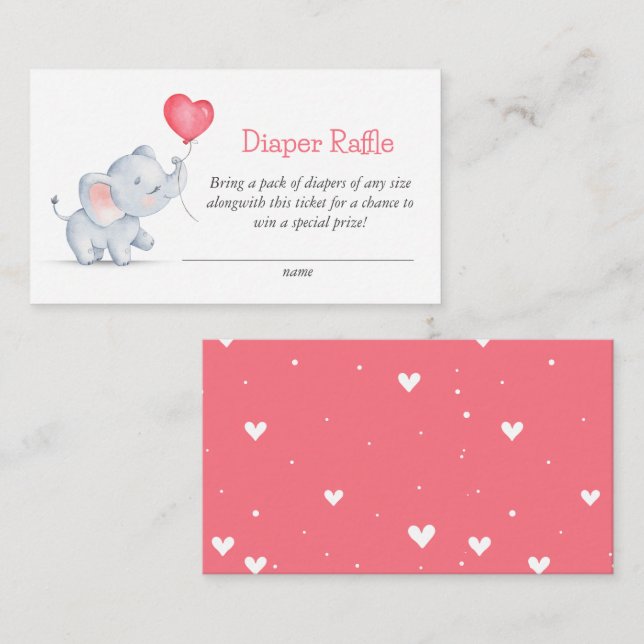 Carte D'accompagnement Simples couches éléphant et coeur (Devant / Derrière)