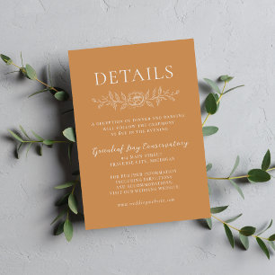 Carte D'accompagnement Simplicité Florale 1 Abricot Orange Mariage Minima