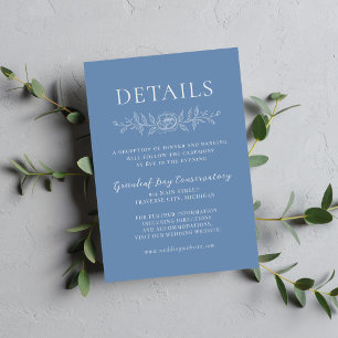 Carte D'accompagnement Simplicité Florale 1 Bleu Denim Mariage Minimalist