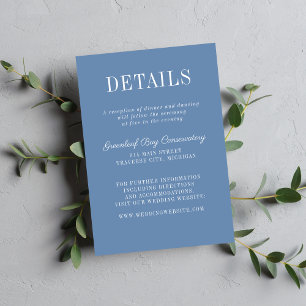 Carte D'accompagnement Simplicité Florale 2 Bleu Denim Mariage Minimalist