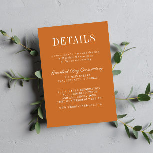 Carte D'accompagnement Simplicité Florale 2 Mariage Minimaliste Citrouill
