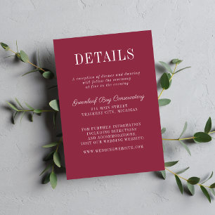 Carte D'accompagnement Simplicité Florale 2 Mariage Minimaliste Claret