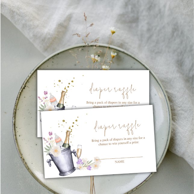 Carte D'accompagnement Sip & Voir Champagne Diaper Baby shower Raffle (Sip & See Champagne Diaper Raffle Baby Shower Enclosure Card)