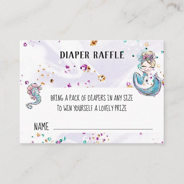 Carte D'accompagnement *~* Sirène Cheval de mer Baby Girl Déchets Raffle (Devant)