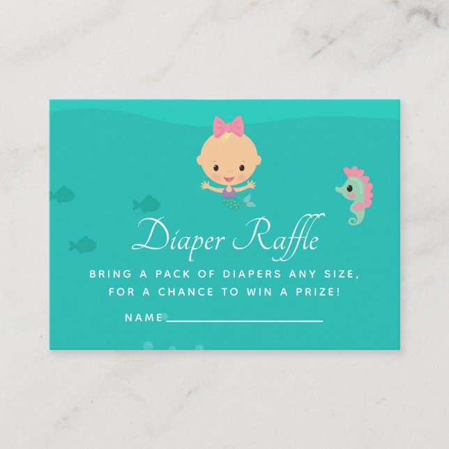 Carte D'accompagnement Sirène sous le Baby shower de mer Déchets Raffle (Devant)