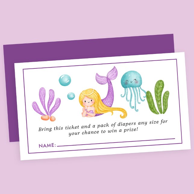 Carte D'accompagnement Sirène Sous Le Baby shower De Mer Déchets Raffle E (Créateur téléchargé)