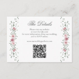 Carte D'accompagnement Site de Mariage de fleurs rose rose de Victoria QR