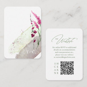 Carte D'accompagnement Site de Mariage fleur sauvage QR Code Fuchsia ID95