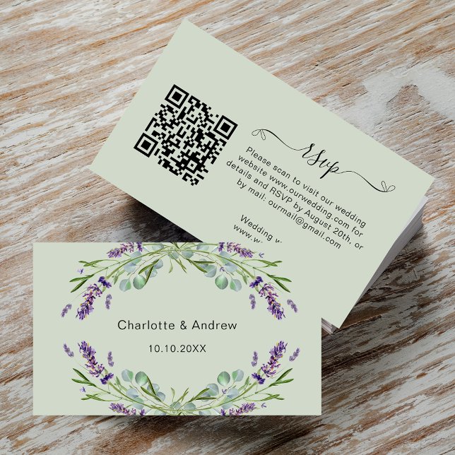 Carte D'accompagnement Site de réponse du mariage Lavender code QR RSVP (Créateur téléchargé)