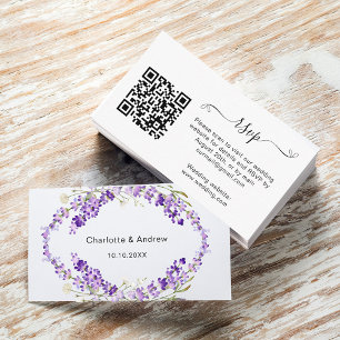 Carte D'accompagnement Site de réponse du mariage Lavender code QR RSVP