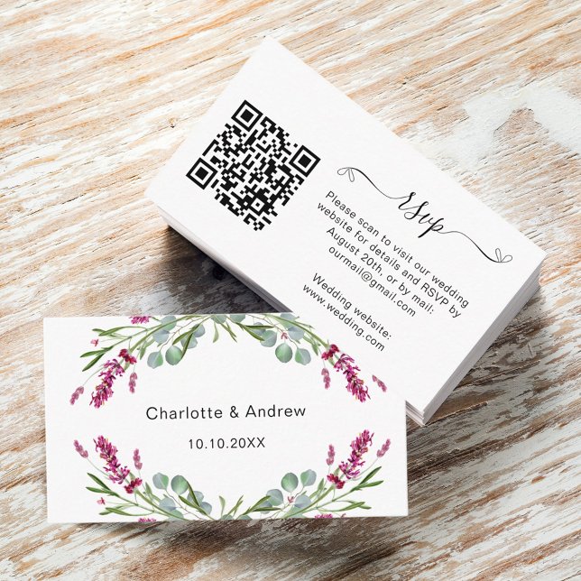 Carte D'accompagnement Site de réponse du mariage rose lavande QR RSVP (Créateur téléchargé)