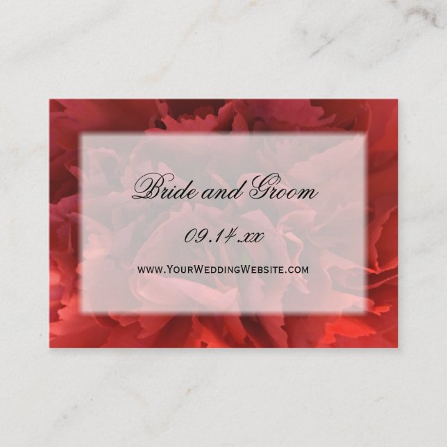 Carte D'accompagnement Site du Mariage Floral Carnation Rouge (Devant)