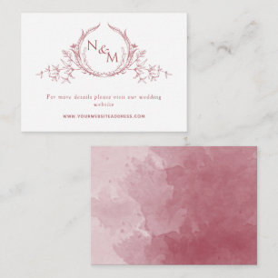 Carte D'accompagnement Site du Mariage Monogramme d'aquarelle de Bourgogn