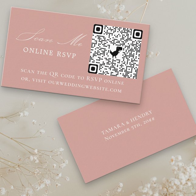 Carte D'accompagnement Site en ligne RSVP QR Code Rose Gold Mariage (Créateur téléchargé)