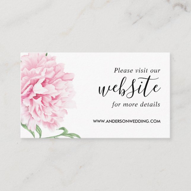 Carte D'accompagnement Site Floral Pink Peony Botanical Elégant (Devant)