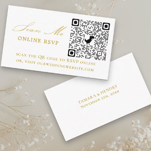 Carte D'accompagnement Site Internet en ligne RSVP QR Code Gold Mariage