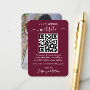 Carte D'accompagnement Site Internet minimaliste Mariage Photo QR Bourgog