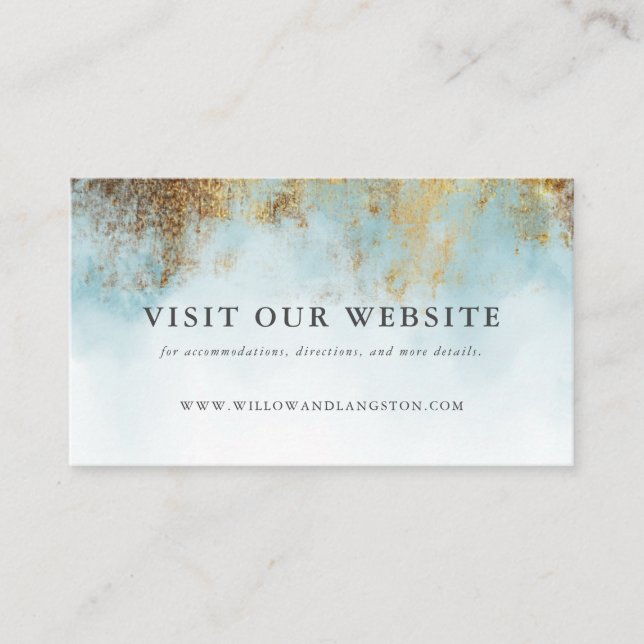 Carte D'accompagnement Site Mariage Blue Watercolor Gold (Devant)