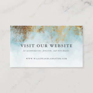 Carte D'accompagnement Site Mariage Blue Watercolor Gold