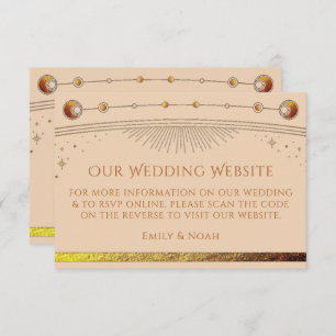 Carte D'accompagnement Site Mariage de Champagne céleste RSVP QR Code