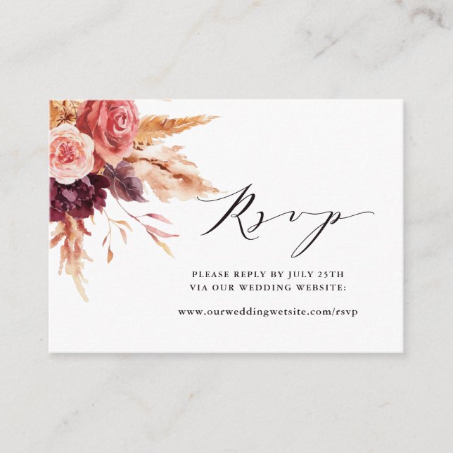 Carte D'accompagnement Site Mariage de Fleurs de Terracotta Bourgogne RSV (Devant)