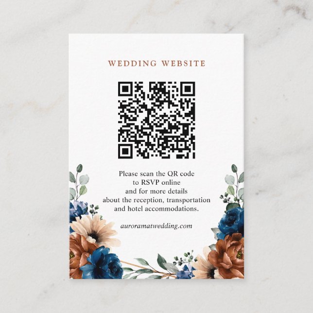 Carte D'accompagnement Site Mariage de la Marine de Terracotta Blue Green (Devant)