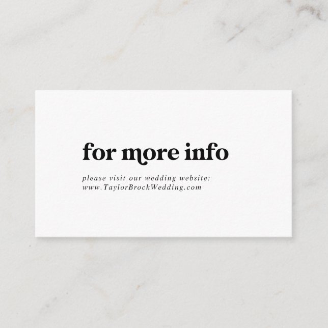 Carte D'accompagnement Site Mariage de la typographie noire moderne (Devant)